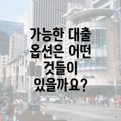 가능한 대출 옵션은 어떤 것들이 있을까요?