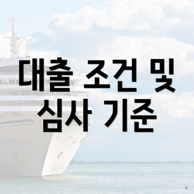 대출 조건 및 심사 기준