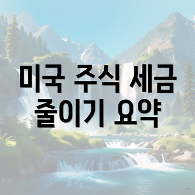 미국 주식 세금 줄이기 요약
