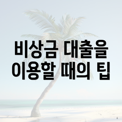 비상금 대출을 이용할 때의 팁