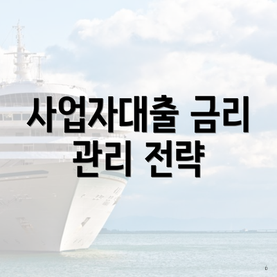 사업자대출 금리 관리 전략