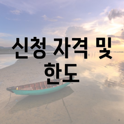 신청 자격 및 한도