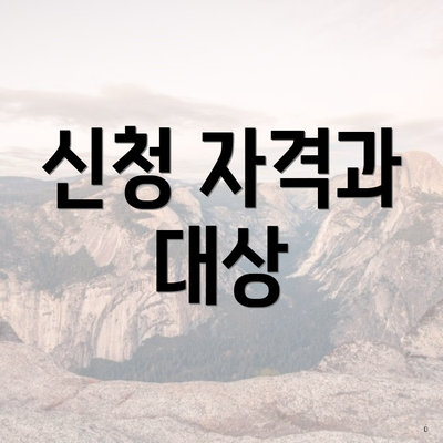 신청 자격과 대상