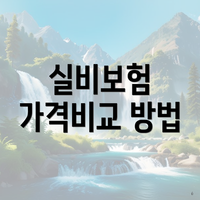 실비보험 가격비교 방법