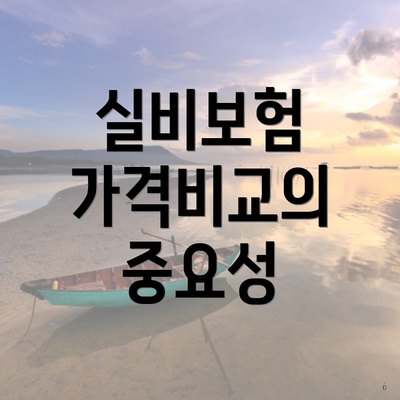 실비보험 가격비교의 중요성