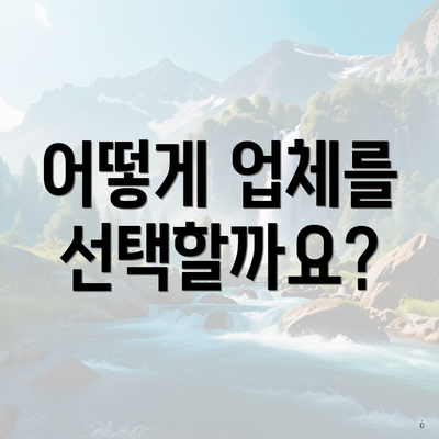 어떻게 업체를 선택할까요?