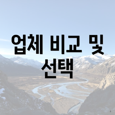 업체 비교 및 선택