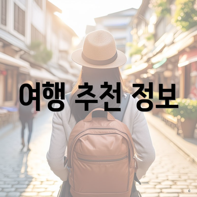 여행 추천 정보