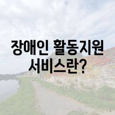 장애인 활동지원 서비스란?