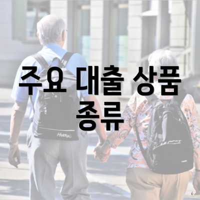 주요 대출 상품 종류