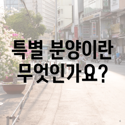 특별 분양이란 무엇인가요?