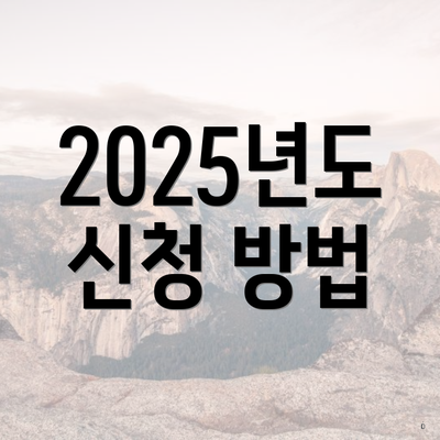 2025년도 신청 방법