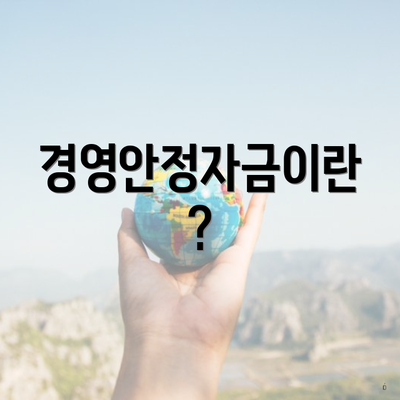 경영안정자금이란?