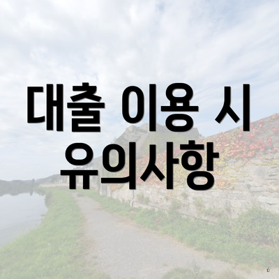 대출 이용 시 유의사항