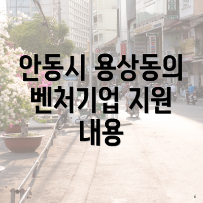 안동시 용상동의 벤처기업 지원 내용