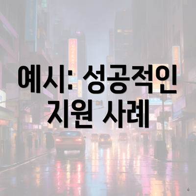 예시: 성공적인 지원 사례