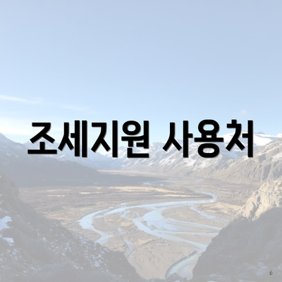 조세지원 사용처
