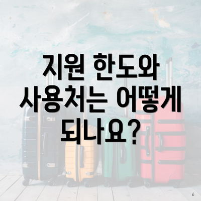 지원 한도와 사용처는 어떻게 되나요?