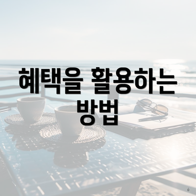 혜택을 활용하는 방법